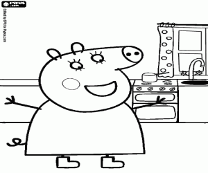 malvorlagen Die Mutter von Peppa Pig in der Küche ausmalbilder