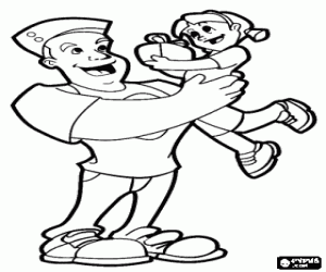 malvorlagen Mädchen und Geschenk in Papas Armen ausmalbilder