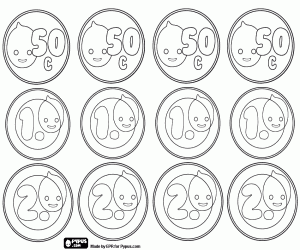 malvorlagen Münzen von Pypus 0.50, 1 und 2 ausmalbilder