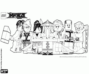 malvorlagen Die Ninjas-Team mit Wu, Lego Ninjago ausmalbilder