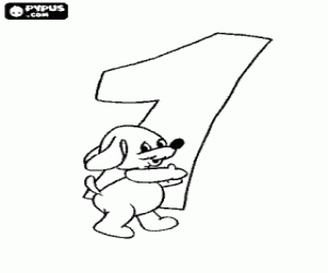 malvorlagen Nummer 1 mit einem hund ausmalbilder