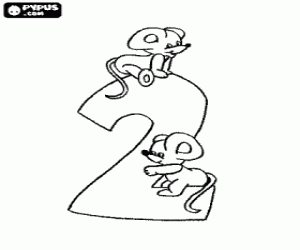 malvorlagen Nummer 2 mit zwei mäusen ausmalbilder