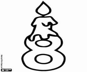 malvorlagen Nummer acht mit Geburtstagskerze ausmalbilder