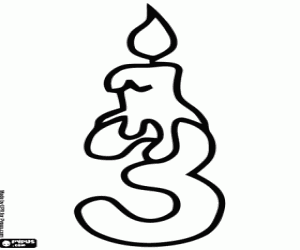 malvorlagen Nummer drei mit ein Kerze Geburtstag ausmalbilder