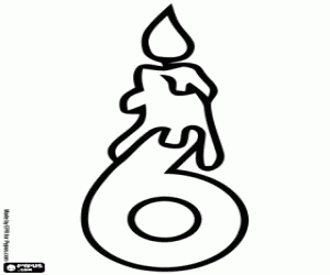 malvorlagen Nummer sechs und Geburtstag Kerze ausmalbilder