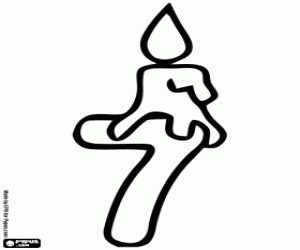 malvorlagen Nummer sieben und beleuchteten Kerze ausmalbilder