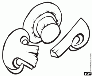 malvorlagen Ein paar geschnittenen Champignons ausmalbilder