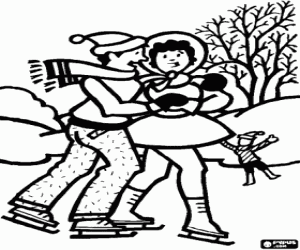 malvorlagen Paar auf dem zugefrorenen See ausmalbilder