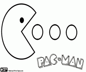 malvorlagen Pac-Man isst Bälle mit dem Logo ausmalbilder
