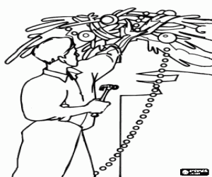 malvorlagen Papa und eine Weihnachtsdekoration ausmalbilder