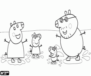 malvorlagen Die Peppa Pig Familie und die Pfützen ausmalbilder