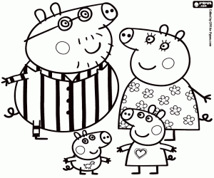 malvorlagen Peppa Wutz und ihre Familie im Pyjama ausmalbilder