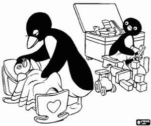 malvorlagen Pingu mit seiner Mutter und Pinga ausmalbilder