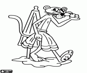 malvorlagen Pink Panther die den Strand genießen ausmalbilder