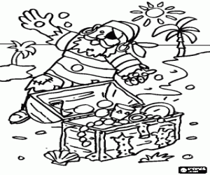 malvorlagen Ein Pirat mit Goldmünzen ausmalbilder