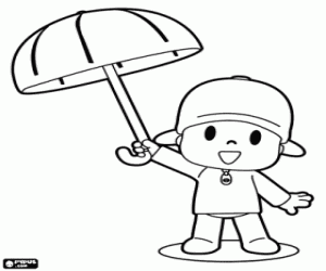 malvorlagen Pocoyo und ein offenen Regenschirm ausmalbilder