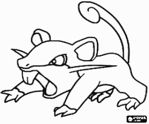 malvorlagen Eine Pokémon-Ratte Rattfratz ausmalbilder