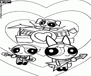 malvorlagen Die Powerpuff Girls-Musik mit Liebe ausmalbilder