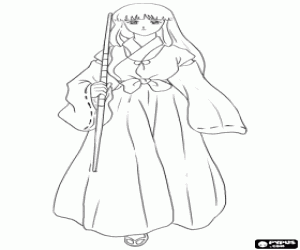 malvorlagen Priesterin Kikyo, Inuyasha ausmalbilder