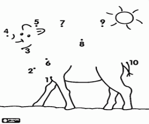 malvorlagen Von Punkt zu Punkt, ein Kamel ausmalbilder