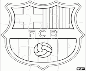 malvorlagen Puzzle des FC Barcelona logo ausmalbilder
