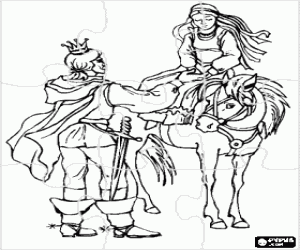 malvorlagen Puzzle von den Prinzen und das Pferd ausmalbilder