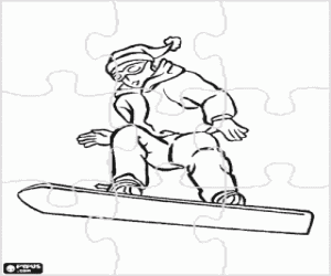 malvorlagen Puzzle von einem Snowboard-Sprung ausmalbilder