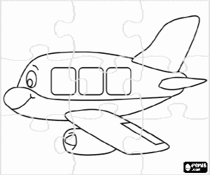 malvorlagen Puzzle von kleines flugzeug mit gesicht ausmalbilder