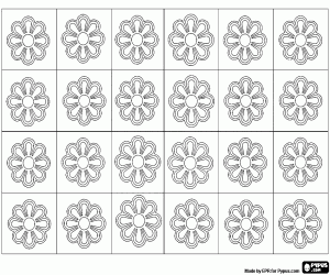 malvorlagen Raster mit geometrischen Blumen ausmalbilder