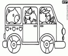 Ein kleiner Bus mit Tierbuchstaben