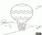Heißluftballon, Ballon in der Landschaft mit Passagieren