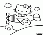 Hello Kitty fliegt ein kleine flugzeug