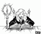 Hermine Granger, freundin von Harry, ein buch zu lesen in der schule bie kerzenschein