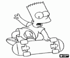 Bart Simpson, die aus dem skateboard