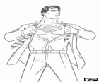 Clark Kent zu Superman mit seiner roten und blauen uniform den kampf um gerechtigkeit