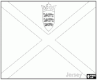 Flagge von Jersey, britischen crown dependency an der Küste der Normandie