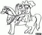 Prinz und prinzessin reiten ein pferd