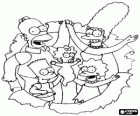 Porträt von die Simpsons: Homer, Marge, Bart, Lisa und Maggie