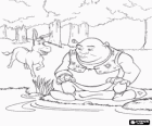 Esel geht zu trösten seinen freund Shrek der sehr traurig ist