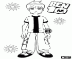 Ben 10 und Omnitrix, mit drei sonnen und der Ben-10 logo