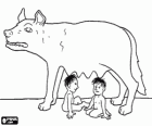 Romulus und Remus, die Gründer von Rom, gesäugt von einer Wölfin