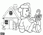 Ein Puppenhaus und ein Teddybär, wertvolle Weihnachtsgeschenke