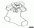 Weihnachtssocke hing mit teddybär 