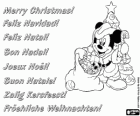 Weihnachtskarte mit Mickey Mouse verkleidet als Santa Claus