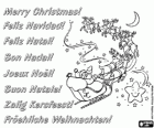 Weihnachts-Grußkarte mit der Schlitten des Weihnachtsmannes über den Wolken