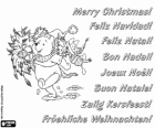 Weihnachtskarte mit Pu der Bär mit einem tanne