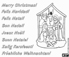 Weihnachtskarte mit der Geburt von Jesus in der Krippe