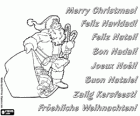 Weihnachtskarte mit Weihnachtsmann und seinen Sack von Spielzeug