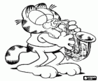 Garfield die Katze an der Trompete