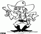 Cowboy bewaffnet mit einem Revolver in der Hand und bereit für action